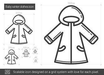 Image showing Baby winter clothes line icon.