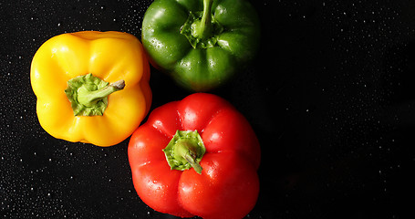 Image showing Three colorful fresh peppers