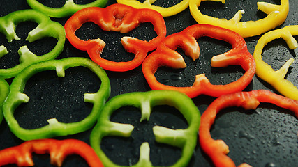 Image showing Colorful rings of bell peppers