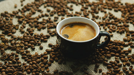 Image showing Mug of freshly brewed espresso 