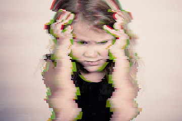 Image showing Portrait of sad blond little girl