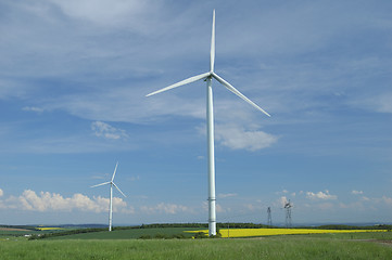 Image showing Farm of windturbines