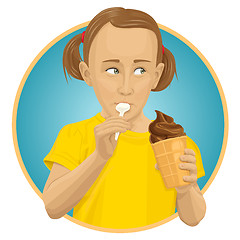 Image showing Vector girl eating ice-cream