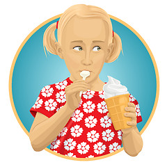 Image showing Vector girl eating ice-cream