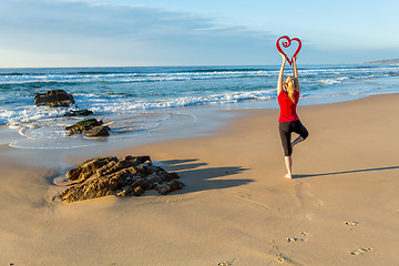Image showing Love Yoga by the sea
