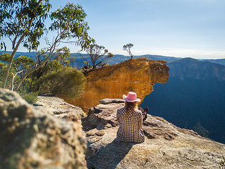 Image showing Relaxing with spectacular views of cliffs and mountains