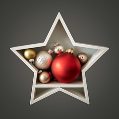 Image showing Christmas decoration white star with glass balls inside