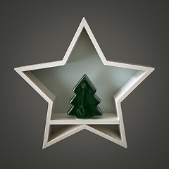 Image showing Christmas decoration white star with tree figure inside