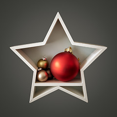 Image showing Christmas decoration white star with glass balls inside