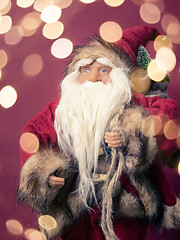 Image showing Santa Claus figure bokeh lights