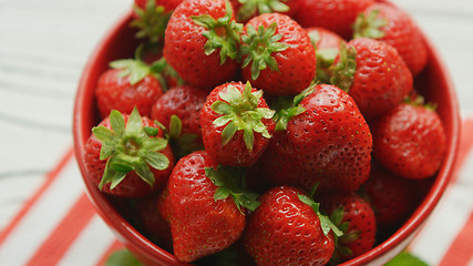 Image showing Bowl of fresh strawberries