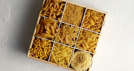 Image showing Box filled with assorted macaroni