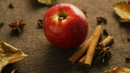 Image showing Ripe apple with aromatic spices