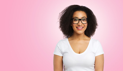 Image showing african american woman in glasses and t-shirt