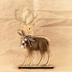 Image showing Christmas decoration wooden reindeer