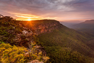 Image showing Golden sunrise Blue Mountains Australia