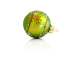 Image showing green Christmas glass ball isolated on white background