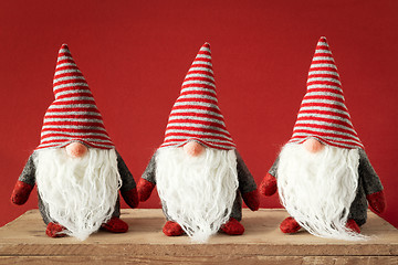 Image showing three Christmas gnomes with white beards