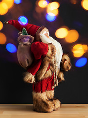 Image showing Santa Claus figure bokeh lights