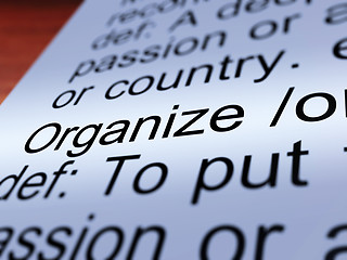 Image showing Organize Definition Closeup Showing Managing