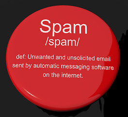 Image showing Spam Definition Button Showing Unwanted And Malicious Email