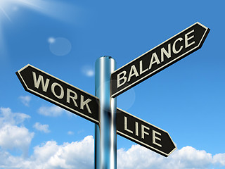 Image showing Work Life Balance Signpost Showing Career And Leisure Harmony