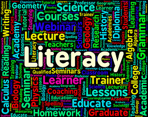 Image showing Literacy Word Indicates Education Reading And Words