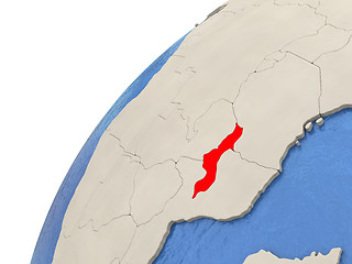 Image showing Malawi on globe