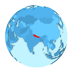 Image showing Nepal on globe isolated