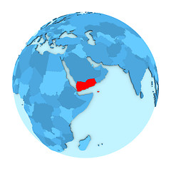 Image showing Yemen on globe isolated