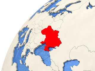 Image showing Ukraine on globe