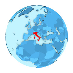 Image showing Italy on globe isolated