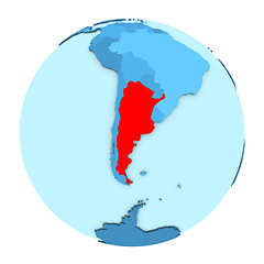 Image showing Argentina on globe isolated