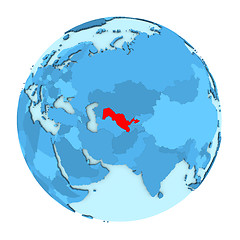 Image showing Uzbekistan on globe isolated