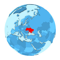 Image showing Ukraine on globe isolated