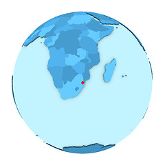 Image showing Swaziland on globe isolated