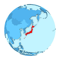 Image showing Japan on globe isolated