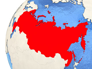 Image showing Russia on globe