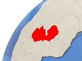 Image showing Zambia on globe