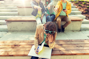 Image showing student girl suffering of classmates mockery