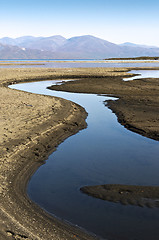 Image showing Landscape with Tornetrask lake and mountains, Norrbotten, Sweden