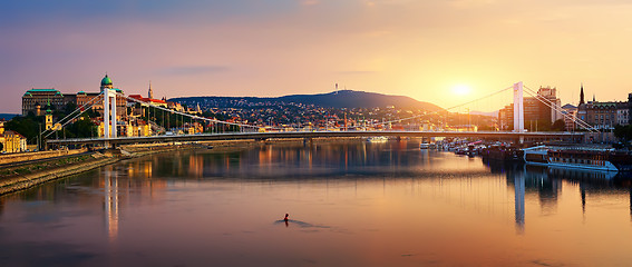 Image showing Sunset over Elizabeth bridge