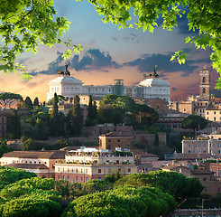 Image showing Sunset over Vittoriano