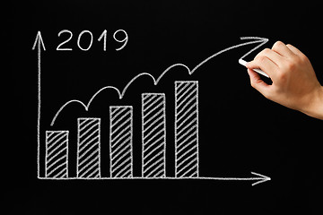 Image showing Growth Graph Year 2019 Blackboard Concept