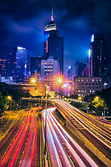 Image showing Street traffic in Hong Kong at night