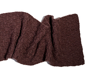 Image showing knitted brown scarf 