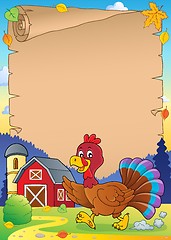 Image showing Running turkey bird theme parchment 1