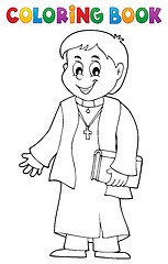 Image showing Coloring book young priest topic 1