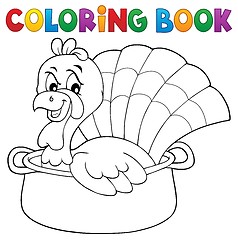 Image showing Coloring book turkey bird in pan theme 1