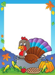 Image showing Turkey bird in pan theme frame 1